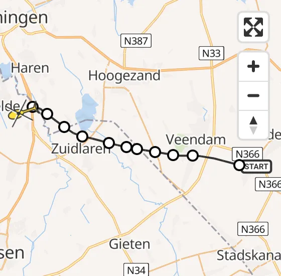 Vlucht Traumahelikopter PH-MAA van Nieuwe Pekela naar Groningen Airport Eelde op donderdag 29 mei 2025 12:33