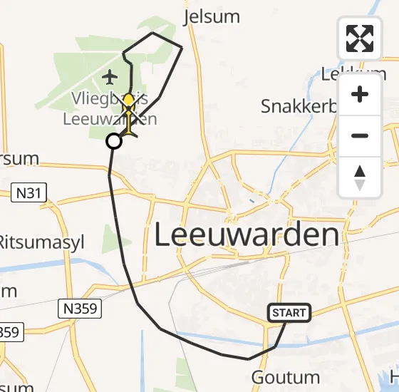 Vlucht Ambulancehelikopter PH-HOW van Leeuwarden naar Vliegbasis Leeuwarden op donderdag 29 mei 2025 17:37