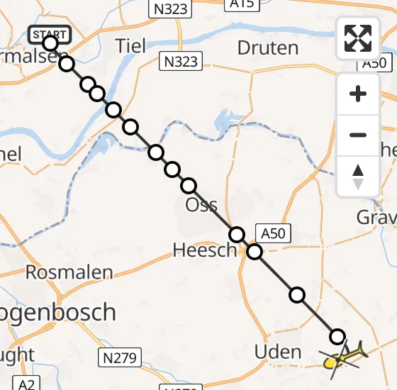 Vlucht Traumahelikopter PH-LLN van Erichem naar Vliegbasis Volkel op donderdag 29 mei 2025 19:44
