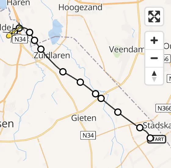 Vlucht Traumahelikopter PH-MAA van Nieuw-Buinen naar Groningen Airport Eelde op donderdag 29 mei 2025 22:54