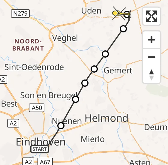 Vlucht Traumahelikopter PH-LLN van Eindhoven naar Vliegbasis Volkel op vrijdag 30 mei 2025 1:27