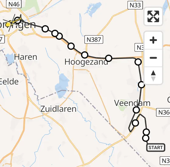 Vlucht Traumahelikopter PH-MAA van Nieuwe Pekela naar Universitair Medisch Centrum Groningen op vrijdag 30 mei 2025 8:41