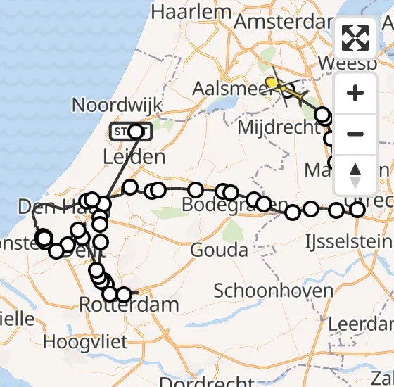 Vlucht Politiehelikopter PH-PXB van Oegstgeest naar Amstelveen op vrijdag 30 mei 2025 11:05