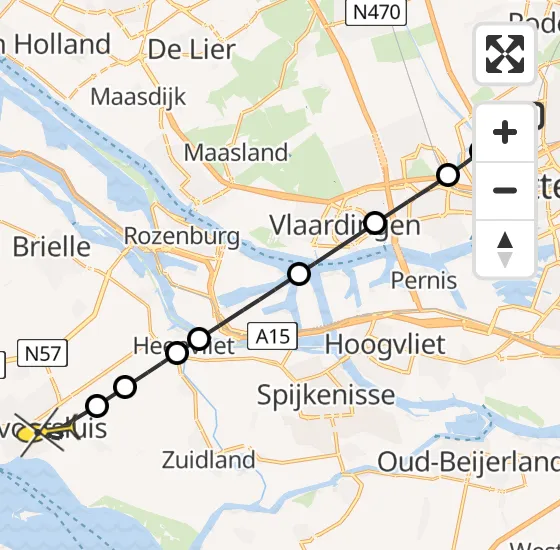 Vlucht Traumahelikopter PH-UMC van Rotterdam The Hague Airport naar Hellevoetsluis op maandag 2 juni 2025 11:37