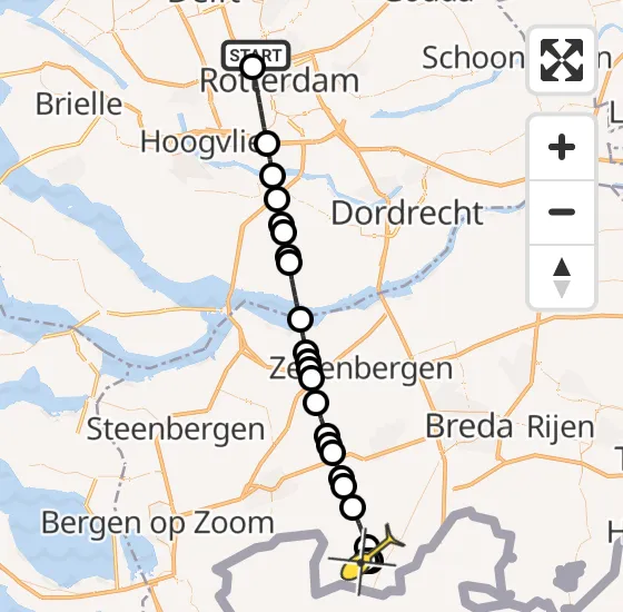Vlucht Traumahelikopter PH-UMC van Rotterdam The Hague Airport naar Zundert op dinsdag 3 juni 2025 4:23