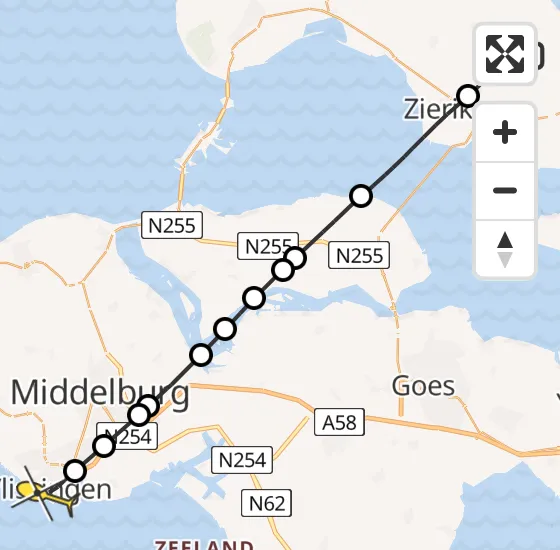 Vlucht Traumahelikopter PH-HVB van Dreischor naar Vlissingen op dinsdag 24 juni 2025 8:39