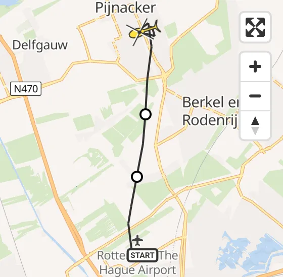Vlucht Traumahelikopter PH-HVB van Rotterdam The Hague Airport naar Pijnacker op donderdag 26 juni 2025 11:20