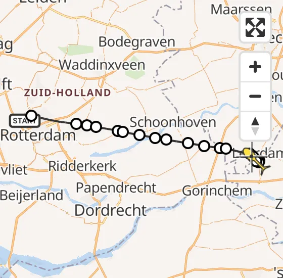 Vlucht Traumahelikopter PH-MAA van Rotterdam The Hague Airport naar Leerdam op vrijdag 4 juli 2025 2:43
