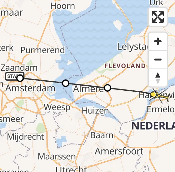 Vlucht Traumahelikopter PH-DOC van Amsterdam Heliport naar Harderwijk op zaterdag 5 juli 2025 13:23