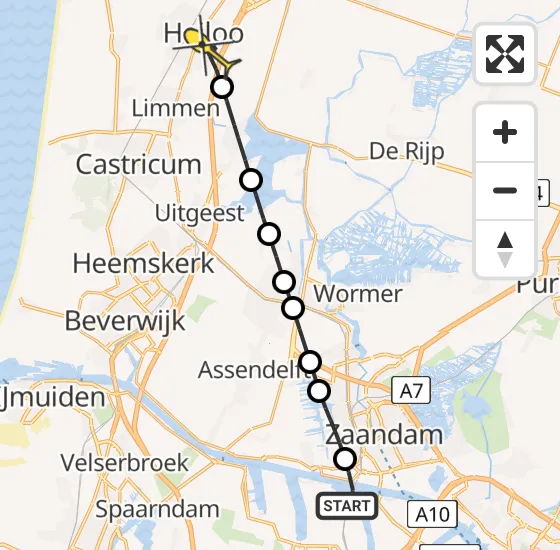 Vlucht Traumahelikopter PH-UMC van Amsterdam Heliport naar Heiloo op dinsdag 8 juli 2025 16:52