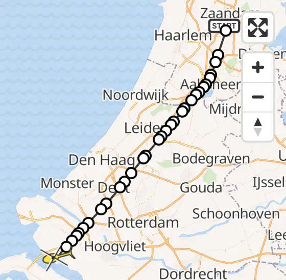 Vlucht Traumahelikopter PH-UMC van Amsterdam Heliport naar Hellevoetsluis op woensdag 9 juli 2025 8:19