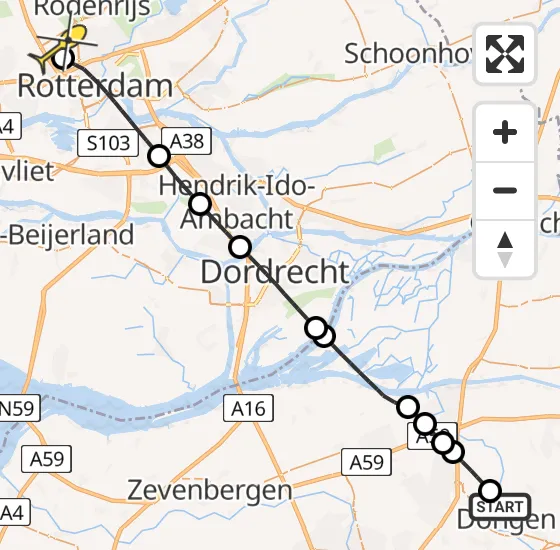 Vlucht Traumahelikopter PH-MAA van Dongen naar Rotterdam The Hague Airport op vrijdag 11 juli 2025 18:15