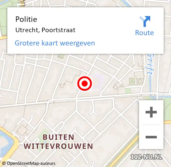 Locatie op kaart van de 112 melding: Politie Utrecht, Poortstraat op 19 juni 2021 19:11