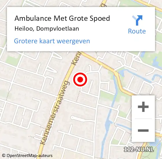 Locatie op kaart van de 112 melding: Ambulance Met Grote Spoed Naar Heiloo, Dompvloetlaan op 22 juni 2021 12:00