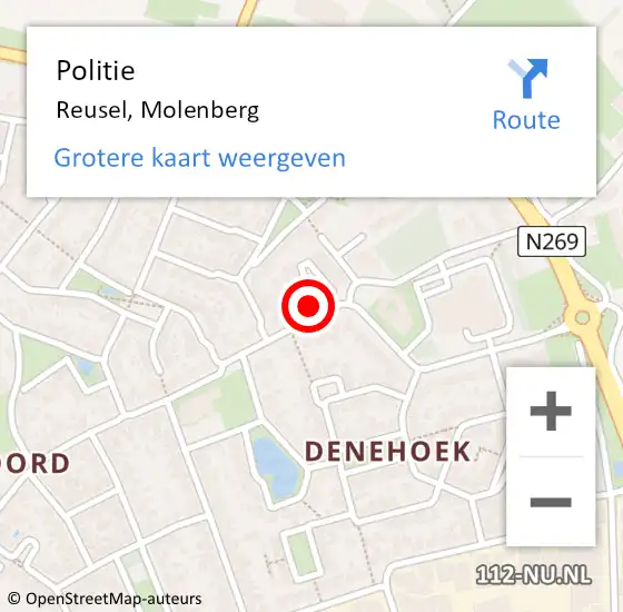 Locatie op kaart van de 112 melding: Politie Reusel, Molenberg op 8 juli 2021 20:26