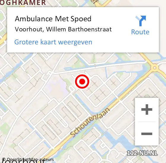 Locatie op kaart van de 112 melding: Ambulance Met Spoed Naar Voorhout, Willem Barthoenstraat op 13 juli 2021 23:47