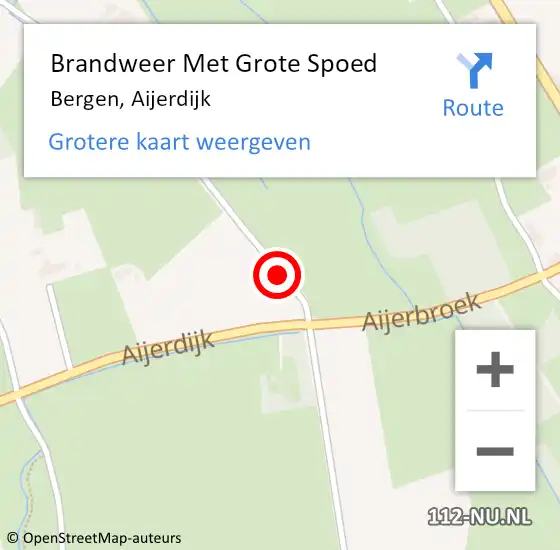 Locatie op kaart van de 112 melding: Brandweer Met Grote Spoed Naar Bergen, Aijerdijk op 18 juli 2021 11:42