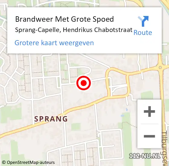 Locatie op kaart van de 112 melding: Brandweer Met Grote Spoed Naar Sprang-Capelle, Hendrikus Chabotstraat op 21 juli 2021 15:18