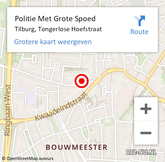 Locatie op kaart van de 112 melding: Politie Met Grote Spoed Naar Tilburg, Tongerlose Hoefstraat op 25 juli 2021 18:11