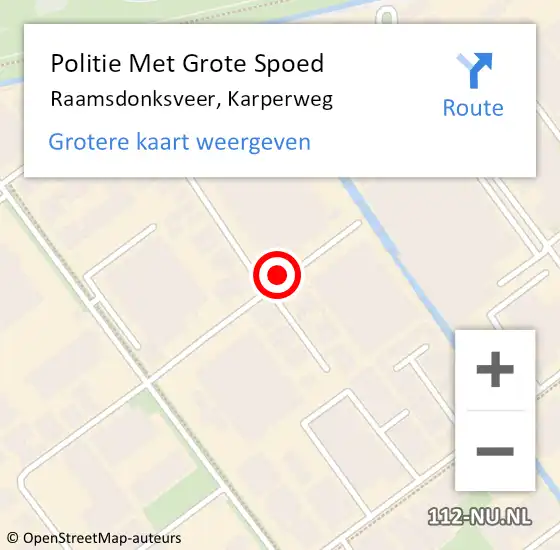 Locatie op kaart van de 112 melding: Politie Met Grote Spoed Naar Raamsdonksveer, Karperweg op 6 augustus 2021 16:14