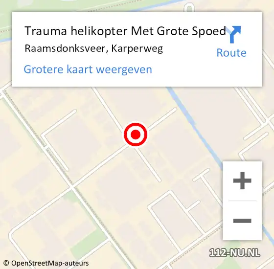 Locatie op kaart van de 112 melding: Trauma helikopter Met Grote Spoed Naar Raamsdonksveer, Karperweg op 6 augustus 2021 16:25
