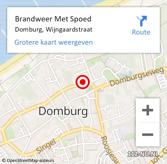 Locatie op kaart van de 112 melding: Brandweer Met Spoed Naar Domburg, Wijngaardstraat op 9 augustus 2021 22:06