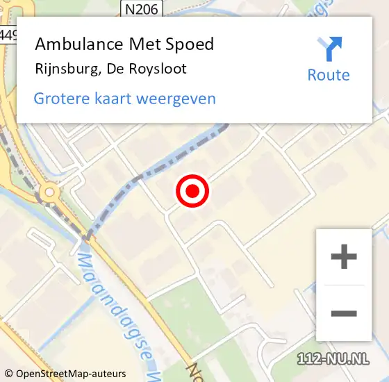 Locatie op kaart van de 112 melding: Ambulance Met Spoed Naar Rijnsburg, De Roysloot op 11 augustus 2021 14:25