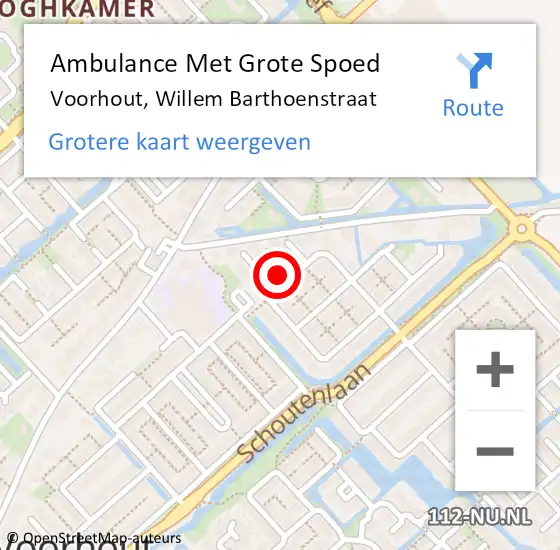 Locatie op kaart van de 112 melding: Ambulance Met Grote Spoed Naar Voorhout, Willem Barthoenstraat op 16 augustus 2021 00:23