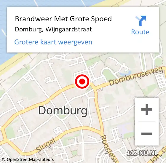 Locatie op kaart van de 112 melding: Brandweer Met Grote Spoed Naar Domburg, Wijngaardstraat op 21 augustus 2021 13:08