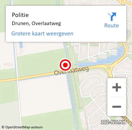 Locatie op kaart van de 112 melding: Politie Drunen, Overlaatweg op 30 augustus 2021 08:34
