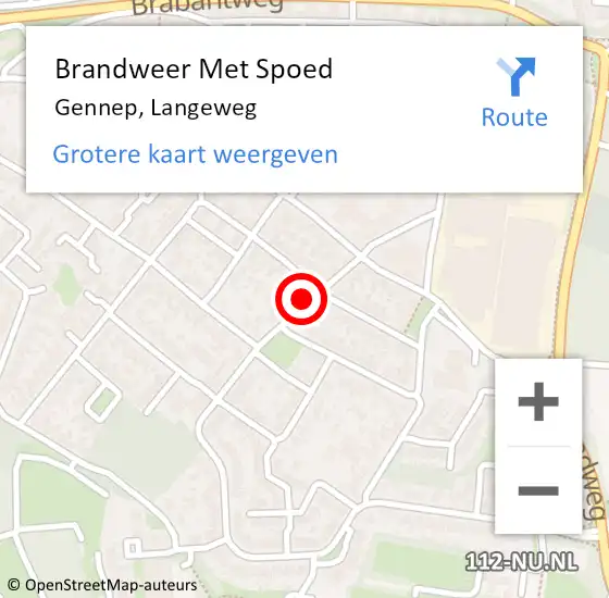 Locatie op kaart van de 112 melding: Brandweer Met Spoed Naar Gennep, Langeweg op 6 september 2021 19:11
