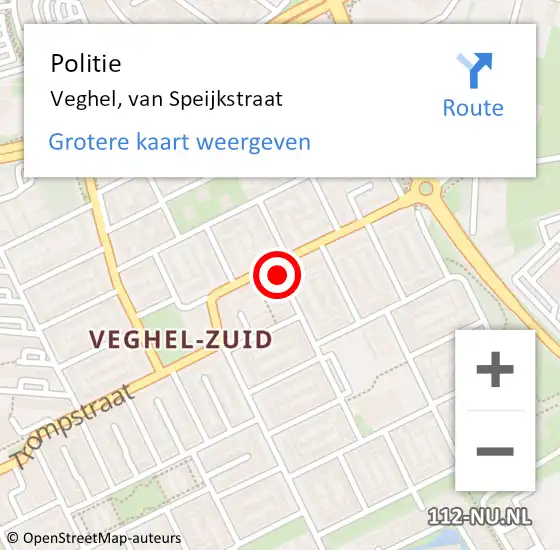 Locatie op kaart van de 112 melding: Politie Veghel, van Speijkstraat op 6 september 2021 21:32