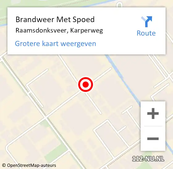 Locatie op kaart van de 112 melding: Brandweer Met Spoed Naar Raamsdonksveer, Karperweg op 10 september 2021 10:28