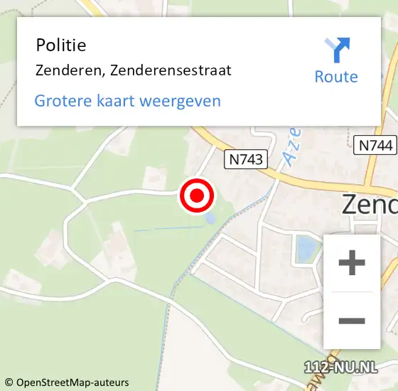 Locatie op kaart van de 112 melding: Politie Zenderen, Zenderensestraat op 10 september 2021 11:21