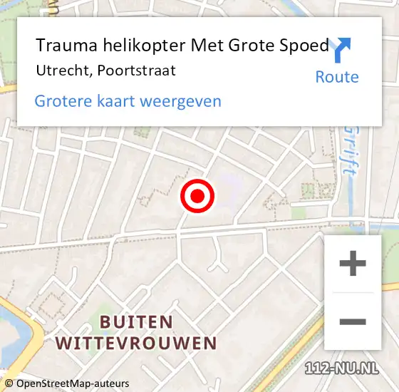 Locatie op kaart van de 112 melding: Trauma helikopter Met Grote Spoed Naar Utrecht, Poortstraat op 18 september 2021 02:20