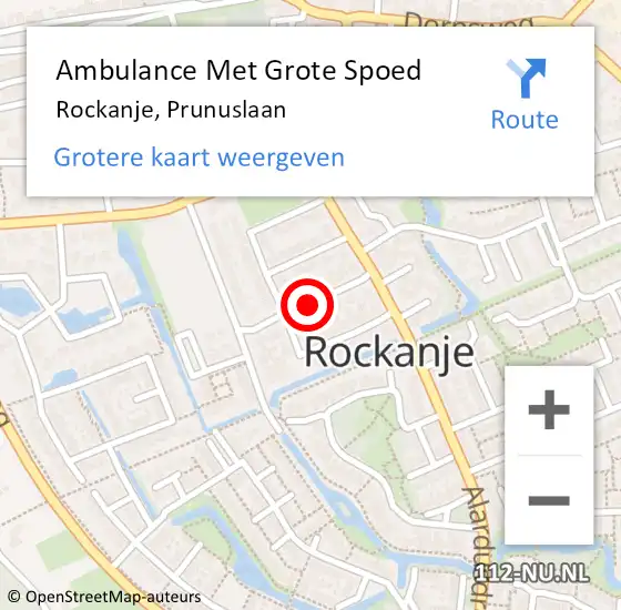 Locatie op kaart van de 112 melding: Ambulance Met Grote Spoed Naar Rockanje, Prunuslaan op 29 september 2021 09:12