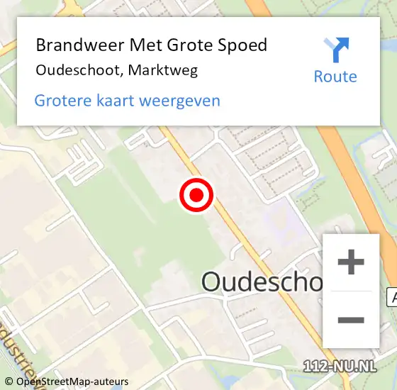 Locatie op kaart van de 112 melding: Brandweer Met Grote Spoed Naar Oudeschoot, Marktweg op 30 september 2021 17:17