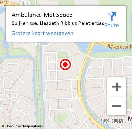 Locatie op kaart van de 112 melding: Ambulance Met Spoed Naar Spijkenisse, Liesbeth Ribbius Peletierpad op 17 november 2021 13:03