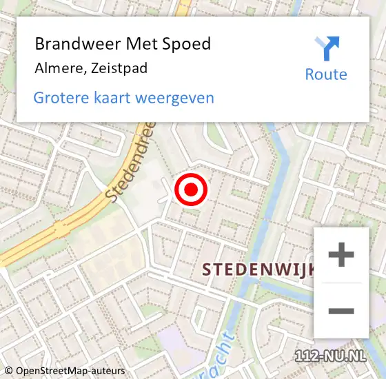 Locatie op kaart van de 112 melding: Brandweer Met Spoed Naar Almere, Zeistpad op 29 november 2021 05:57