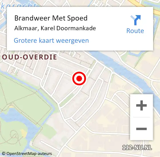 Locatie op kaart van de 112 melding: Brandweer Met Spoed Naar Alkmaar, Karel Doormankade op 29 november 2021 20:59