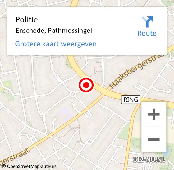 Locatie op kaart van de 112 melding: Politie Enschede, Pathmossingel op 30 november 2021 15:15