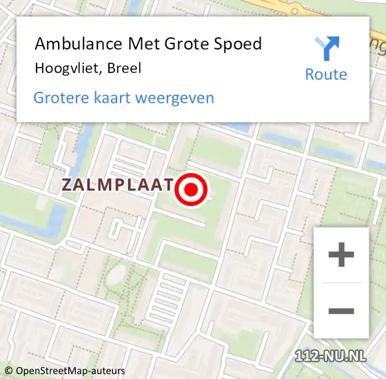 Locatie op kaart van de 112 melding: Ambulance Met Grote Spoed Naar Hoogvliet, Breel op 1 december 2021 23:23