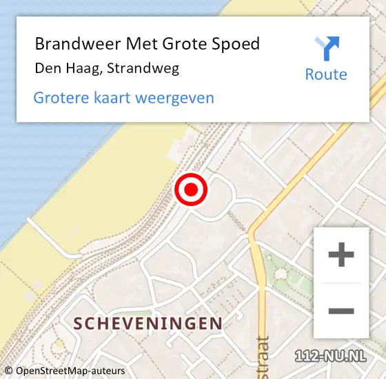 Locatie op kaart van de 112 melding: Brandweer Met Grote Spoed Naar Den Haag, Strandweg op 3 december 2021 11:58