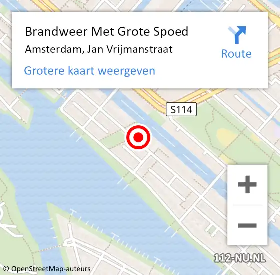 Locatie op kaart van de 112 melding: Brandweer Met Grote Spoed Naar Amsterdam, Jan Vrijmanstraat op 4 december 2021 04:56