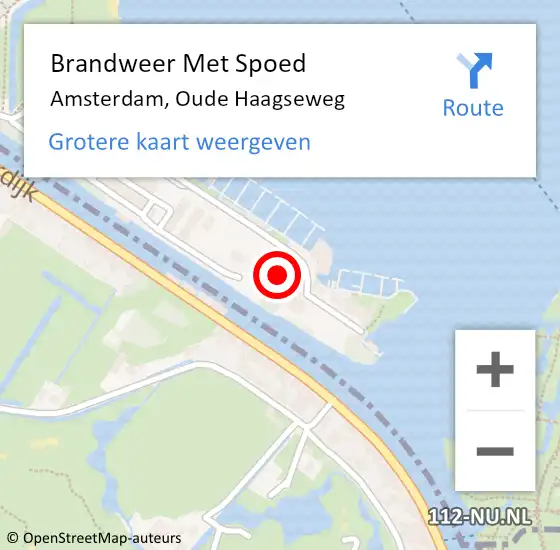 Locatie op kaart van de 112 melding: Brandweer Met Spoed Naar Amsterdam, Oude Haagseweg op 4 december 2021 05:03