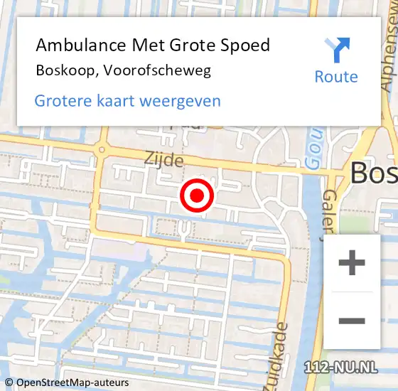 Locatie op kaart van de 112 melding: Ambulance Met Grote Spoed Naar Boskoop, Voorofscheweg op 4 december 2021 06:16