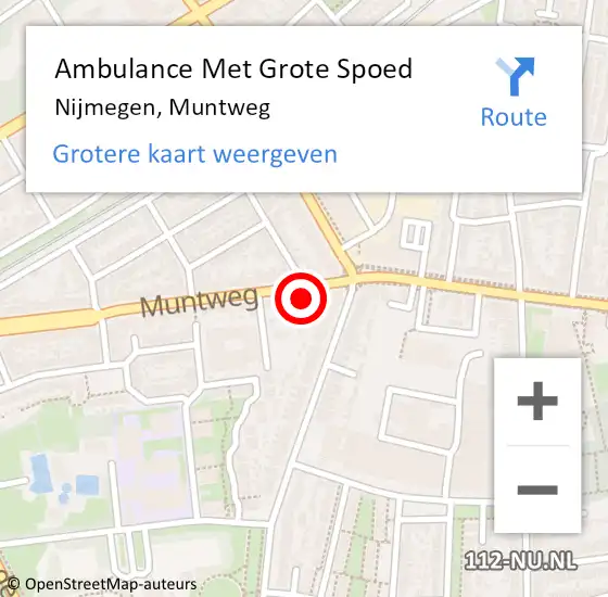 Locatie op kaart van de 112 melding: Ambulance Met Grote Spoed Naar Nijmegen, Muntweg op 4 december 2021 06:36