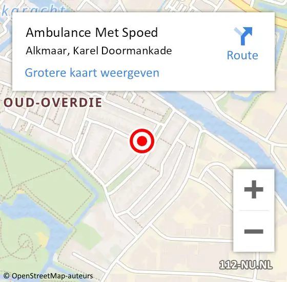 Locatie op kaart van de 112 melding: Ambulance Met Spoed Naar Alkmaar, Karel Doormankade op 19 december 2021 09:33