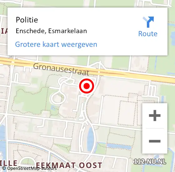 Locatie op kaart van de 112 melding: Politie Enschede, Esmarkelaan op 27 december 2021 02:08