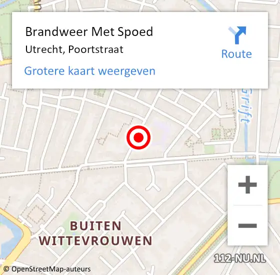 Locatie op kaart van de 112 melding: Brandweer Met Spoed Naar Utrecht, Poortstraat op 5 januari 2022 14:51